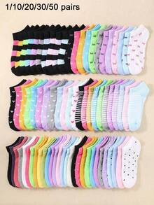50 Pairs Women's Short Socks, Soft And Comfortable, Casual Versatile, Student Short Socks, Suitable For Valentine's Day Gift Or Outfit, Random Colors - Multicolor - View 14