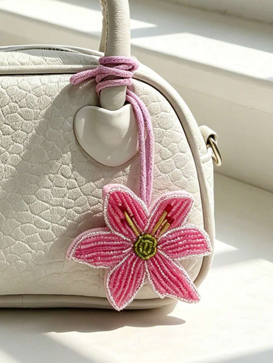 1pc Lily Flower Pendant, Flower Pendant, Cute, Backpack Decoration, Shoulder Bag Charm, Car Hanging Ornament, Luggage Accessory, Birthday Gift - Multicolor - View 1
