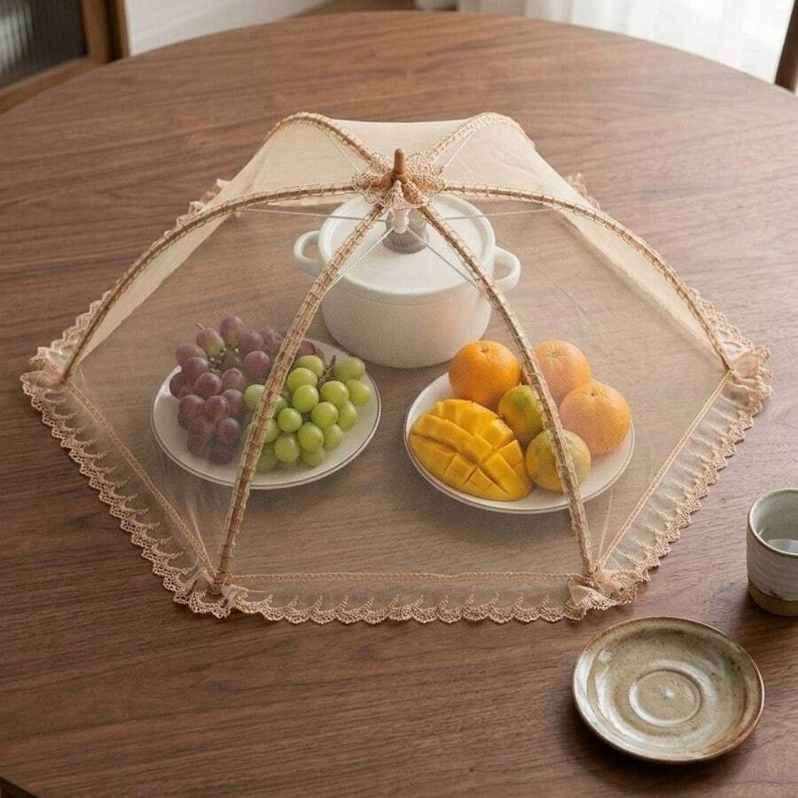 1pc Premium Reusable Foldable Food Cover, Suitable For Picnic And Outdoor Activities, Protects Against Flies And Mosquitoes - Multicolor - View 1