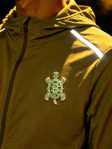 1 pièce Broche tortue en cristal vert, épingle de col en strass ton doré, broche vintage animal marin pour femmes, bijou pour manteau de plage et écharpe, cadeau de Noël et d'anniversaire - Multicolore - Voir 3