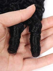 Extensions Suitable For Women & Men - Burmese Curly Knotless Invisible Crochet Bundles, Natural Black Reusable Hair For Parties, Music Festivals, Role Play, Wig For Hairstyles, Lightweight Hair - Natural Black - View 5