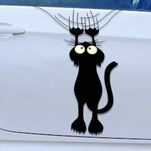 1/2/4pcs Cartoon Hanging Black Cat Car Decal, Quirky Playful Scratch Kitten Vehicle Body Sticker, Cute Funny Cat Themed Auto Door Window Bumper Accent, Charming Whimsical Car Exterior Personalized Decoration. - Multicolor - View 2
