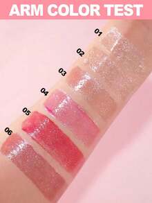 HANDAIYAN Hexagonal Pearl Luster Lip Gloss, Dewy Mirror-Like Finish, Long-Lasting Shine. Suitable For Daily Wear, Parties, Vacations And Camping Trips, Portable And Easy To Use, Also Suitable For Singles Parties And Christmas Celebrations. - 彩色 - 查看 5