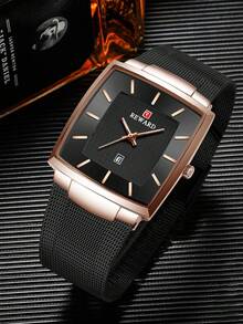 Jam Tangan Quartz Pria REWARD, Gaya Bisnis Modis, Tampilan Kalender, Jarum Jam Berpendar, Multifungsi, Hadiah Berkualitas Tinggi, Desain Klasik, Tali Jam Stainless Steel - Emas - View 15