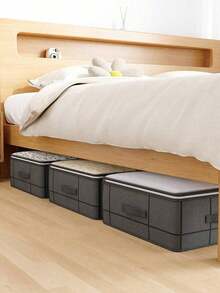 1pc Large Capacity Foldable Storage Bag, Bedroom Use, 4 Sizes, Transparent Window Organizer Bag With Sturdy Handle, Suitable For Clothes, Bedding, Blankets, Sweaters And Pillows, Space-Saving,Back To School - Grey - View 9