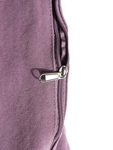Minimalist Solid Color Versatile Thick Canvas Fabric Crossbody Bag Shoulder Bag Zipper Closure Adjustable Strap - Purple - View 11