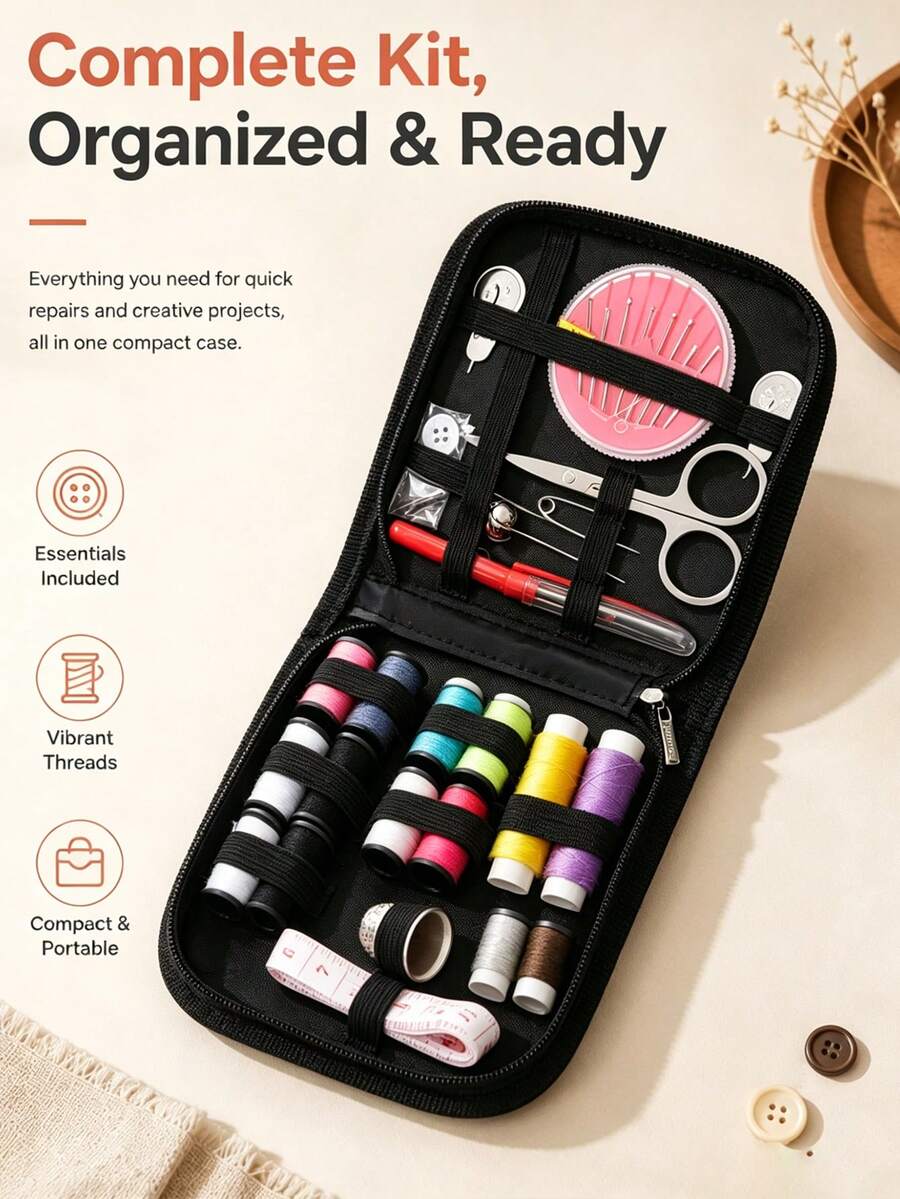 Multifunctional Portable Mini Sewing Kit/Sewing Tools, Sewing Set With Sewing Supplies And Accessories, For Adults, Emergency Repair And Travel Kit, Portable Sewing Supplies Accessories Including Thread, Needles, Scissors, Measuring Tape