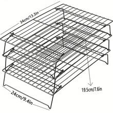 1/2/3-Piece Baking Cooling Rack Set – Carbon Steel Wire Cookie Cooling Rack, Multi-Layer Stackable Cookie Rack, Suitable For Cakes, Pastries And Fruits – Foldable, Dishwasher (Black) - Multicolor - View 6
