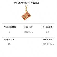 1件時尚黃銅鍍金可開啟式銀行卡夾吊墜項鍊，鏤空金屬美金與英鎊符號吊飾，適合女性日常配戴 - 可打開銀行卡包吊墜項鍊 - 查看 2