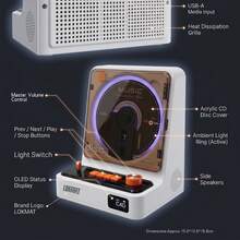 LOKMAT CD201 便攜式藍牙 CD 播放器，內建立體聲喇叭與 4000mAh 可充電電池，附遙控器，支援多種播放模式（CD、音訊線、USB、藍牙、FM、光纖、AUX） - 查看 7