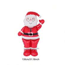 1/2pcs Christmas Standing Santa Claus Balloon Set, Suitable For Christmas Theme Decoration, Indoor Scene Arrangement, Photo Decoration - Multicolor - View 6