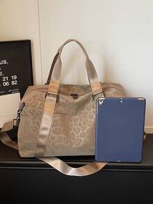 Leopard Print Large Capacity Luggage Bag, Detachable Crossbody Strap, Women's Fitness Travel Tote Bag, Suitable For Weekend Travel And Commuting - Multicolor - View 6