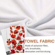 2/4/48pcs Red Poppy Pattern Printed Kitchen Towels - Ultra Soft, Highly Absorbent Polyester Tablecloths And Hand Towels, Perfect For Holiday Decor, Kitchen Decor, Party Decor - Multicolor - View 5