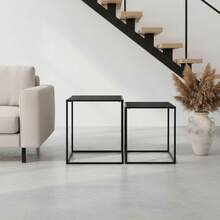 KIWI MOBLEKIT | Wooden And Metal Side Tables For Living Room Or Bedroom, Modern Functional Tables With Different Shapes And Heights, Fixed Or Folding Options For Home - 黑色 40/35 – 互鎖 - 查看 2