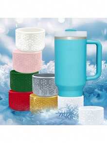 Cup Sleeve And Coaster, Insulated Cup With Snowflake Pattern, Non-Slip Silicone Cup Base, Outdoor Travel Accessory - Multicolor - View 2