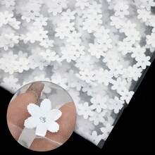 1pc 59x19.68inch(150x50cm) 100%Polyester Flower Mesh Fabric - Wedding Lace With Glittering For DIY Christmas Decorations - Premium Quality, Durable, Pre-Cut Geometric Polyester, Hand Wash Only, Easy To Use - Default - View 1