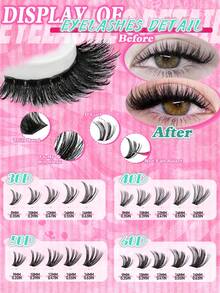FQBFQB 320PCS Fluffy Lash Cluters,Cat Eye False Eyelashes, D Curl,3D Eyelashe Makeup Effect, Soft & Natural Looking False Lashes,Lashes Cluters,Fake Eyelashes,Individual Clusters,Dense Eyelashes For Daily Wear, Date Night, Party & Wedding Makeup - D - View 5