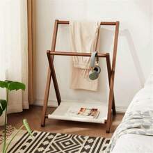 Compact Foldable Bamboo Standing Clothes Rack, Can Be Used As Towel Rack, Multi-Function Coat Rack, Storage Rack, Freestanding Wardrobe Storage Rack, Multi-Function Storage Solution For Bedroom And Living Room - Multicolor - View 1