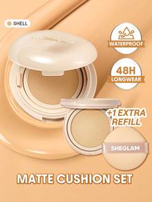 SHEGLAM [2Pcs] Lock & Go Cushion Foundation & Refill Bundle Set Brand Beauty Cosmetic Makeup For Women And Girls - Shell - View 1