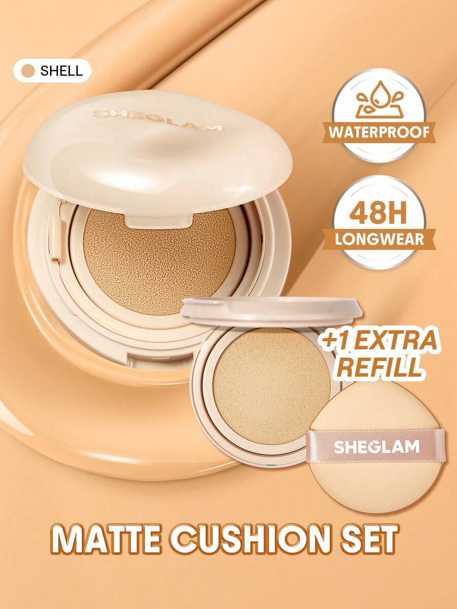 SHEGLAM [2Pcs] Lock & Go Cushion Foundation & Refill Bundle Set Brand Beauty Cosmetic Makeup For Women And Girls - Shell - View 1