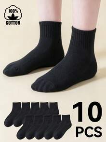 5 pares/10 pares de calcetines de algodón para primavera y verano, calcetines negros y blancos para niños y niñas, calcetines de malla hasta la pantorrilla, calcetines para niños grandes, niños pequeños y estudiantes - Multicolor - Ver 28