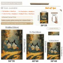 1pc Canvas Wall Art, Framed Wall Decor, Vintage Oil Painting Of Two Ghosts Wearing Wizard Hats And Riding Brooms In Autumn Forest, Atmospheric Halloween Canvas Poster, Dark Academia Vintage Aesthetic Wall Decor, Suitable For Modern Home Decoration - Ghost Witch - View 3