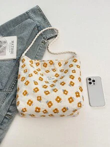 Slouchy Fairy Floral Canvas Tote Bag For Women 2026 New Fashion Lace Large Capacity Shopping Bag - Multicolor - View 9