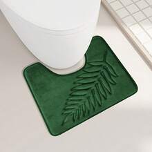1 pieza Alfombra con patrón de hojas, moderna de fibra de poliéster rectangular texturizada absorbente adecuada para sala de estar, dormitorio, cocina, patio - Verde - Ver 7