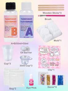 22Pezzi/Set Kit Artigianale Taba, Kit Fai-da-te per Creazioni Artigianali da 100ml, Resina Liquida Morbida AB 1:1 in Gel di Silicone e Gomma, Adatto per Arti e Mestieri Fai-da-te & Realizzazione di Gioielli, Ideale per Principianti, Adatto per Età 14+ - impostato - Visualizzare 3