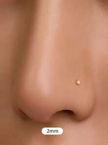 1pc S925 Sterling Silver Mini Zirconia Nose Stud, Single Diamond Bubble Nose Ring, 14K Gold Plated, Hypoallergenic, Pure Silver Nose Ring, Unisex Piercing Jewelry, Mini Size, Personalized, Bent L-Bar Nose Stud, Multi-Functional Nose And Ear Jewelry, Suitable For Daily Wear - Multicolor - View 5