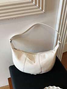 BEIKAMU Fashion Studs Decor PU Crossbody Bag, Adjustable Shoulder Strap Zipper Closure Versatile Shoulder Bag Hobo Bag, Suitable For College, Commute, Shopping, Street, Daily Use - White - View 5