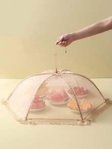 1pc Premium Reusable Foldable Food Cover, Suitable For Picnic And Outdoor Activities, Protects Against Flies And Mosquitoes - Multicolor - View 2