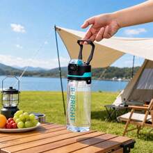 1 pieza Botella de agua deportiva para exteriores de 800ml/26oz con diseño de doble bebida, botella de agua refrescante esencial de verano, diseño de gran capacidad, hecha de material Tritan, inodora, irrompible, ligera, con asa oculta para fácil transporte, perfecta para camping, deportes al aire libre, senderismo, fútbol, baloncesto, correr, ciclismo, ejercicio, fitness, regalos de vacaciones, regalos de cumpleaños y talla grande - Multicolor - Ver 11