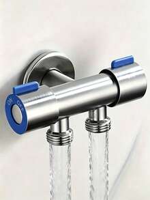304 Stainless Steel Dual Control Angle Valve, 1 Inlet 2 Outlet Washing Machine Dual Outlet Faucet, 3-Way Valve, 1 Inlet 2 Outlet Dual Control Toilet And Washing Machine Angle Valve, G1/2 Interface, Suitable For Kitchen, Bathroom, Laundry Room And Home Bathroom, Essential Modern Home Accessory, Ideal Choice For Holiday Gifts And Home Renovation - Multicolor - View 2