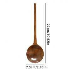 Large Wooden Soup Spoon With Long Handle, Wooden Rice Spoon For Eating, Wooden Spoon For Eating Luosifen, Wooden Spoon - Maroon - View 3