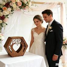 OurWarm Wedding Card Box With Acrylic Window, Rustic Brown Hexagon Gift Card Box For Wedding Decorations For Reception, Wooden Money Keepsake Envelopes Box For Wedding Decor Birthday Baby Shower Party - One Size Fits All - View 2