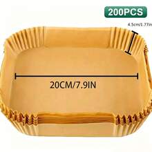 30/50/100/200pcs Disposable Air Fryer Paper Liners (Square 6.3-7.9 Inch) Kitchen Accessories, Heat Resistant Non-Stick Parchment Paper, Air Fryer Accessories, Oil-Proof And Waterproof, Suitable For Oven, Air Fryer, Baking - Brown - View 16