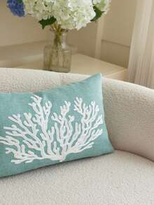 LCUHPCL 1pc Tropical Ocean Style 3D Embroidered Coral Pillow Case, Home Decor For Living Room, Bedroom, Party, Outdoor Patio And More - Mint Blue - View 11