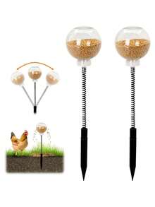 Chicken Pecking Toys For Hens, Poultry, Ducks, And Parrots - Interactive Swing Feeder With Spring And Ground Stake; Spring-Action Puzzle Toy For Chicks; Suitable As Coop Accessories And Foraging Feeders For Caged Or Free-Range Chickens - D - View 1