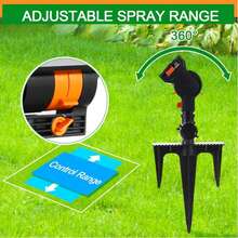 Adjustable Sprinkler Upgraded Adjustable Sprinkler For Lawns Yards And Gardens With 16 Nozzle Oscillating Heads - A - View 2