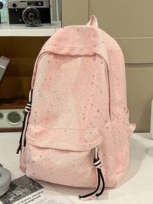 Vintage Polka Dot Girls Student Backpack | Red Nylon Daily Backpack With Adjustable Shoulder Straps And Multiple Pockets | School/Commute/Travel - Multicolor - View 10