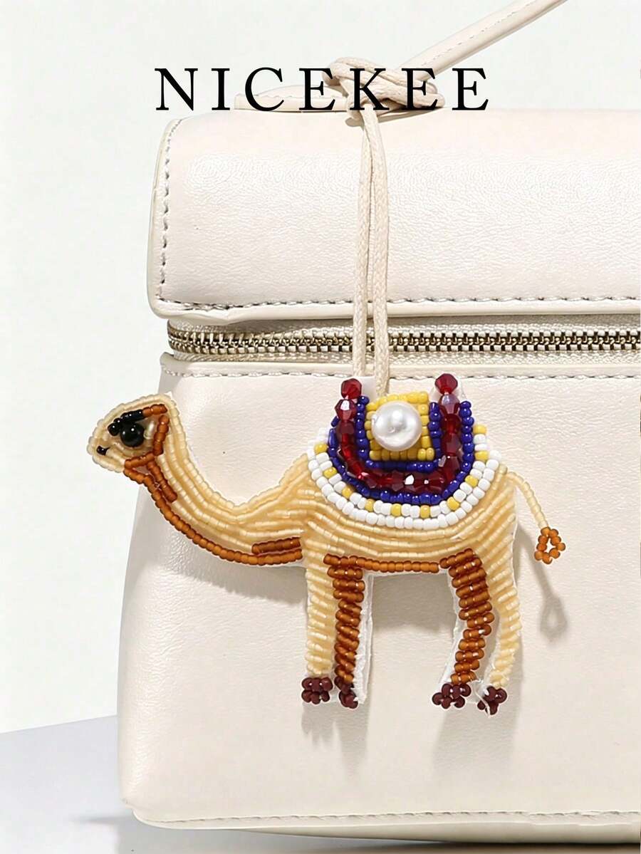 Minimalist Fashion Holiday Bag Charm, Color-Block Beaded Faux Coconut Tree Pendant, Exquisite Mini High-Value Decorative Accessory, Compact Unique Design, Versatile For Daily Use, Perfect For Beach Vacation Outfits And Everyday Bags - Multicolor - View 1