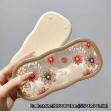 1个透明花卉印花眼镜盒，吸睛透明便携防震手持眼镜收纳盒，复古时尚眼镜盒，男女通用，可爱节日礼物 - 粉色 - 查看 13