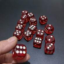 Easytoday 10 piezas de dados grandes de acrílico transparente rojo de 19mm/0.75 pulgadas con bordes redondeados para discoteca, bar, KTV y entretenimiento - Rojo - Ver 3