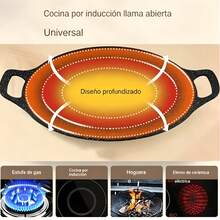 Bandeja para asar, bandeja redonda antiadherente, bandejacoreana para cocinar en interiores, bandeja multifuncionalpara barbacoa coreana, para la cocina familiar, barbacoas alaire libre y acampadas - 34 cm - Ver 4