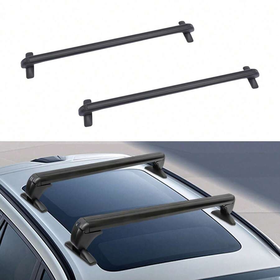 New Black Aluminum Car Roof Rack With Lock 1m Bar 75kg Load Capacity - Black - View 1