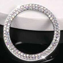 1 pieza de anillo decorativo para botón de arranque de un solo toque para coche, anillo de encendido de cristal con incrustaciones de diamantes de imitación de doble hilera, adhesivo para el interior del coche - A - Ver 5