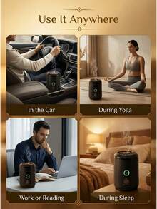 FIYIBAN Portable USB Rechargeable Aromatherapy Diffuser, Supports Oud Solid Fragrance, Flameless Anti-Scald, Car & Home Dual Use, Fast Heating, Long-Lasting Scent, Aromatherapy Therapy, Gift Mist Diffuser - Black - View 6