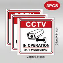 CCTV 運作中警告標誌，24/7 全天候監控安全攝影機警示金屬板貼紙，防水自黏式監視通知牌，適用於居家、別墅、車庫、辦公室、商店的戶外安全警告裝飾標誌 - 監控警示貼紙 - 查看 7