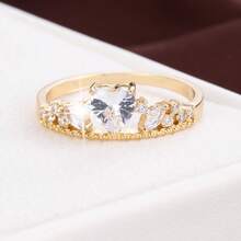 1pc Elegant Heart Crown Design Cubic Zirconia Inlaid Women's Ring - Multicolor - View 5